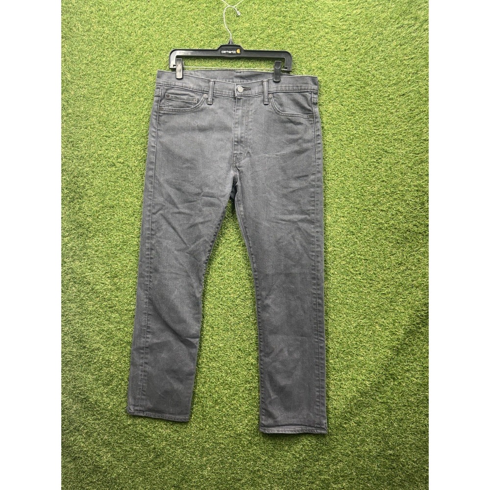 Levis Premium Jeans Mens 36x32 Gray 513 Slim Straight Cotton Blend Dark Denim